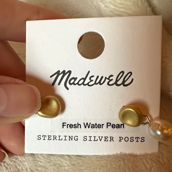Madewell Gold and Ivory Pearl Drop Earrings - Picture 2 of 7
